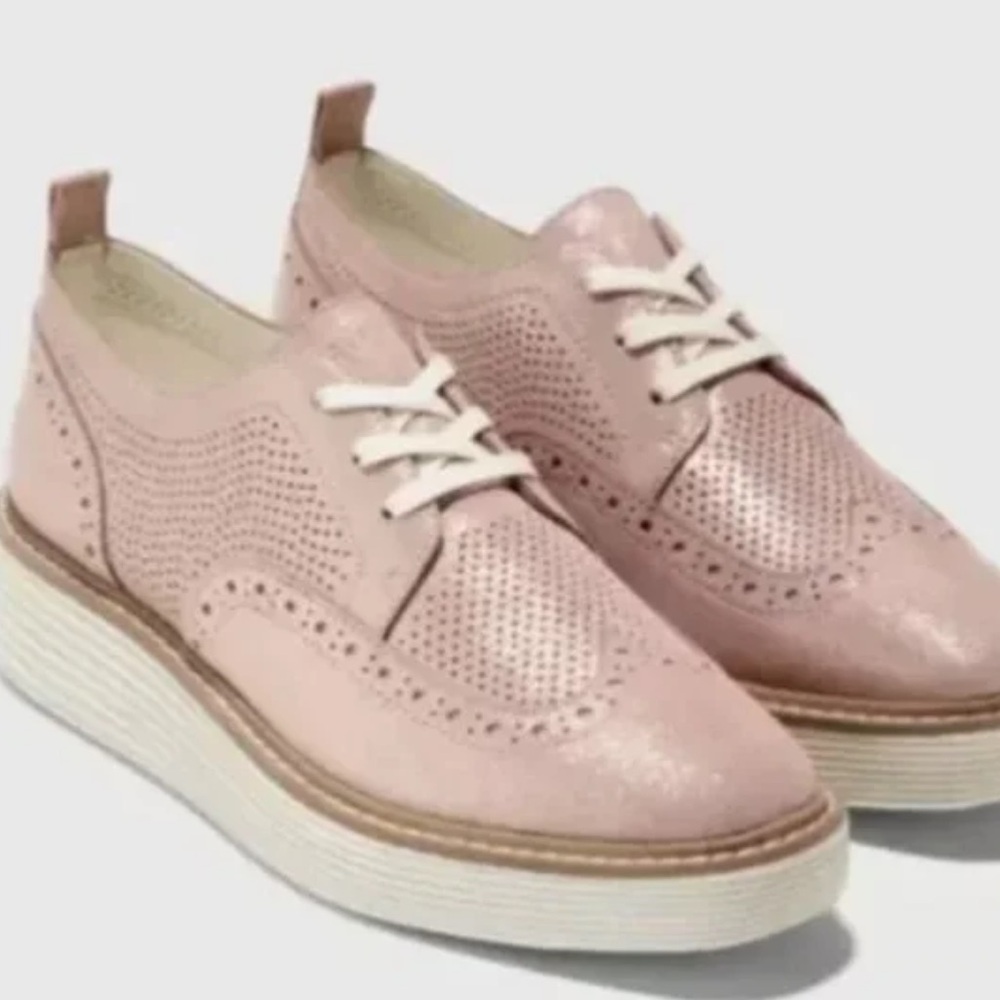Cole Haan ØriginalGrand Platform Wingtip Oxfords - Rose Gold Shimmer - 9.5